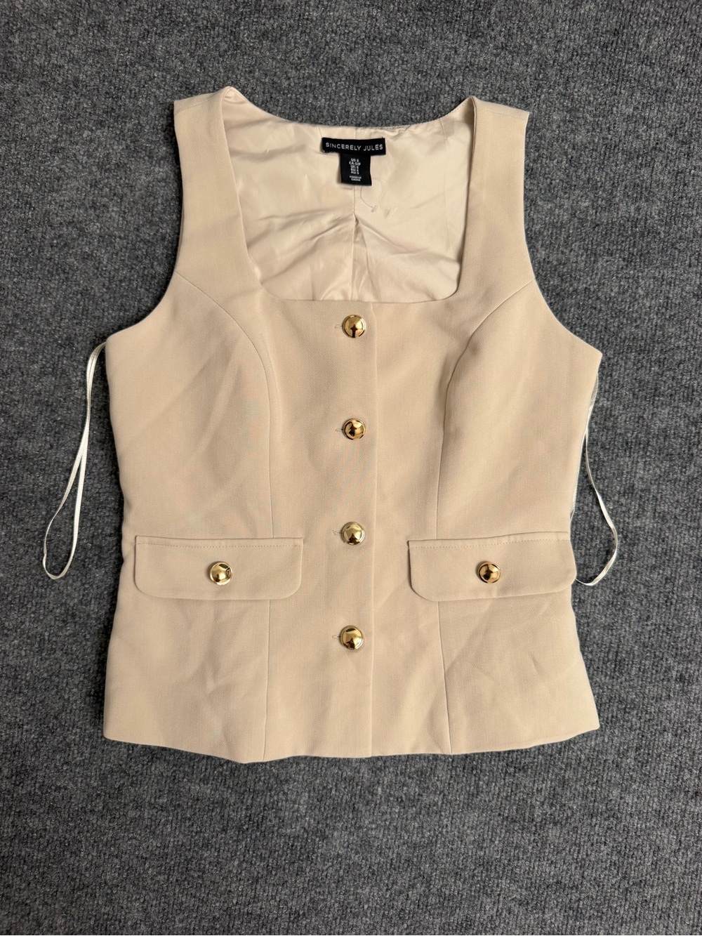 Sincerly Jules Cream Vest with Gold Buttons